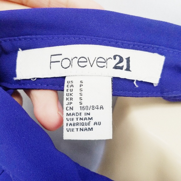 Forever 21 Blue Open Back Button-Down Blouse S - Picture 6 of 8